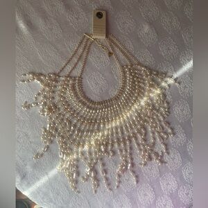 Anthropologie Gold and Pearl Statement Necklace
